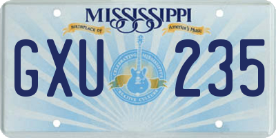 MS license plate GXU235