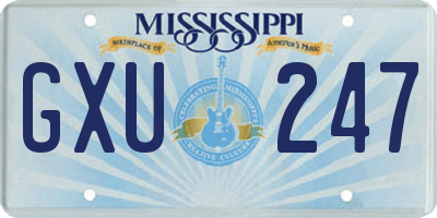 MS license plate GXU247