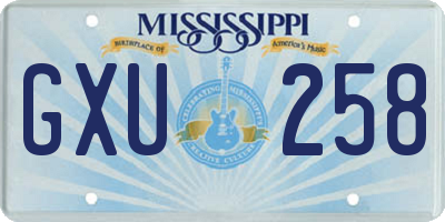 MS license plate GXU258