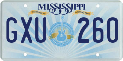 MS license plate GXU260