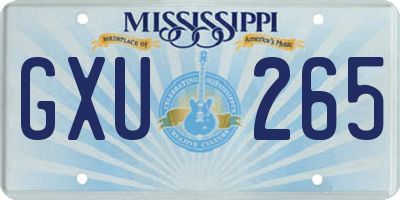 MS license plate GXU265