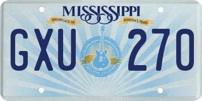 MS license plate GXU270