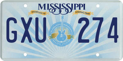 MS license plate GXU274