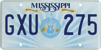 MS license plate GXU275