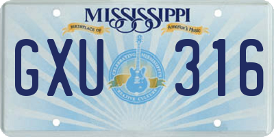 MS license plate GXU316