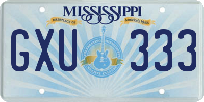MS license plate GXU333