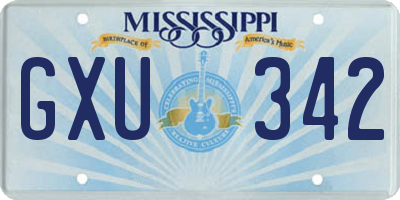 MS license plate GXU342