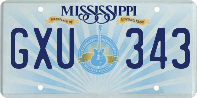 MS license plate GXU343
