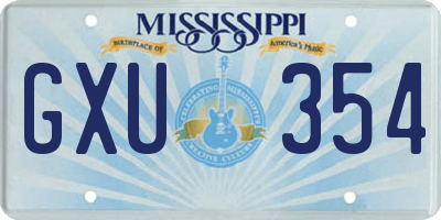 MS license plate GXU354