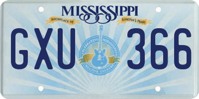 MS license plate GXU366