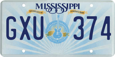 MS license plate GXU374