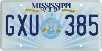 MS license plate GXU385