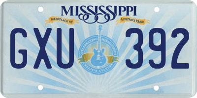 MS license plate GXU392
