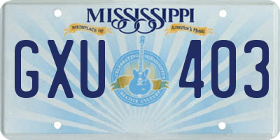MS license plate GXU403