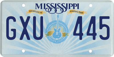 MS license plate GXU445