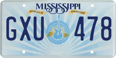 MS license plate GXU478