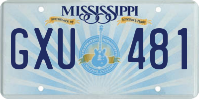 MS license plate GXU481