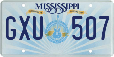 MS license plate GXU507
