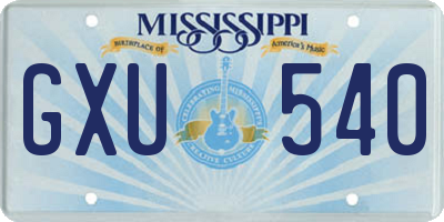 MS license plate GXU540