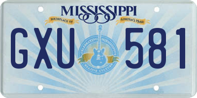 MS license plate GXU581