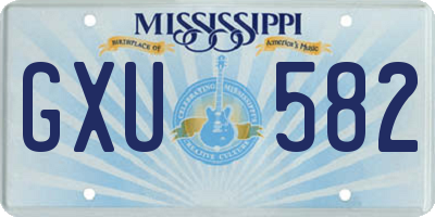 MS license plate GXU582