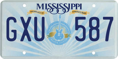 MS license plate GXU587