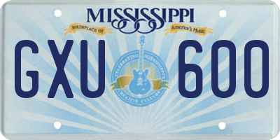 MS license plate GXU600