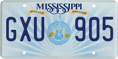 MS license plate GXU905