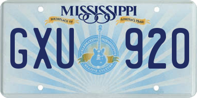 MS license plate GXU920