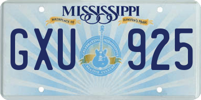 MS license plate GXU925