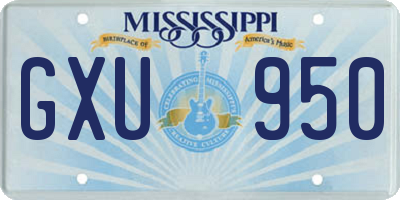 MS license plate GXU950