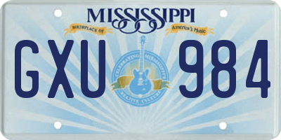 MS license plate GXU984