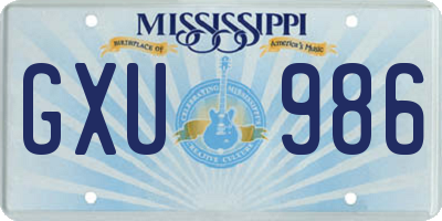 MS license plate GXU986