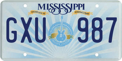 MS license plate GXU987