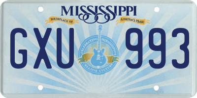 MS license plate GXU993