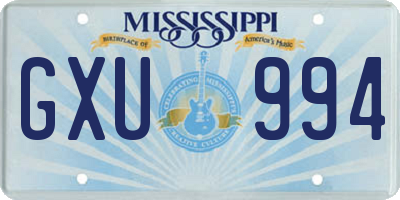 MS license plate GXU994