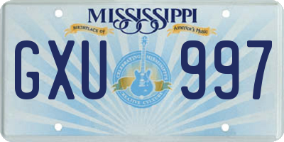 MS license plate GXU997