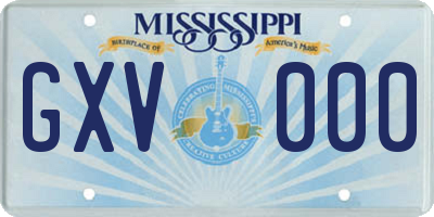 MS license plate GXV000