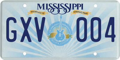 MS license plate GXV004
