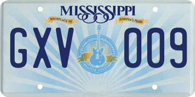 MS license plate GXV009