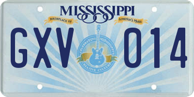 MS license plate GXV014