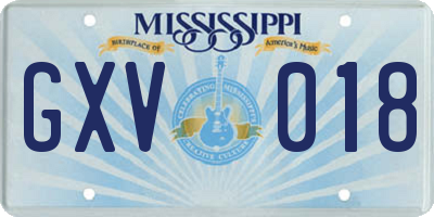 MS license plate GXV018