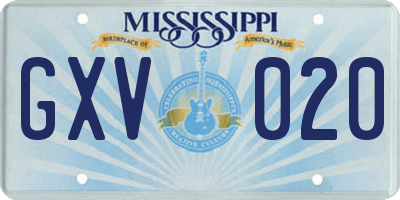 MS license plate GXV020
