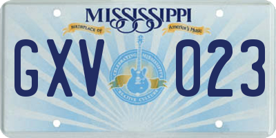 MS license plate GXV023