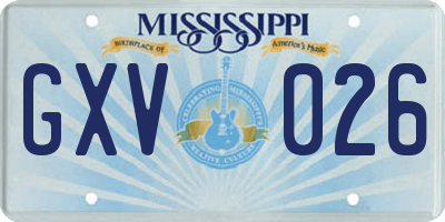 MS license plate GXV026