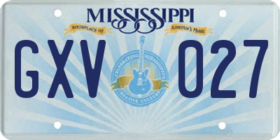 MS license plate GXV027