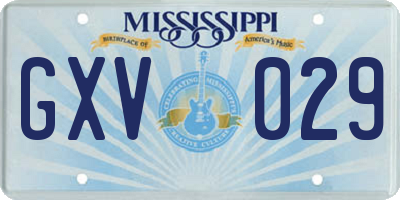 MS license plate GXV029