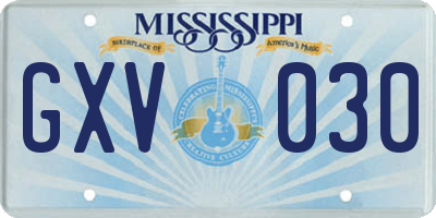 MS license plate GXV030