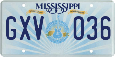 MS license plate GXV036