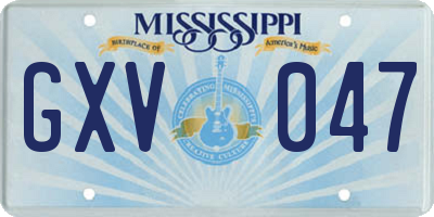 MS license plate GXV047